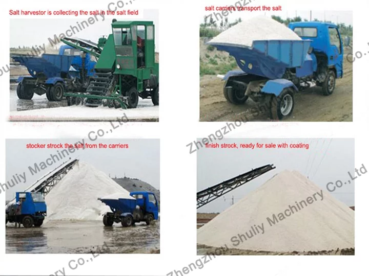 cooperation between salt harvester and transportation truck